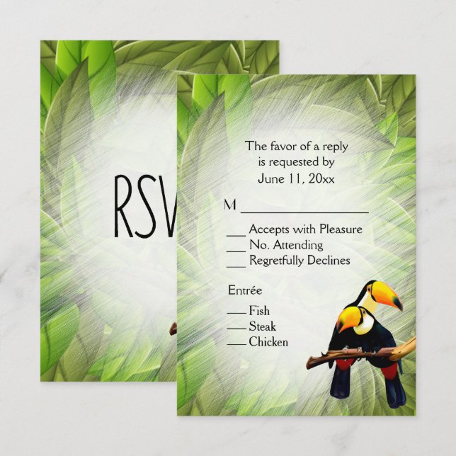 Jungle Toucans RSVP with Entree Selection Invitation (Front/Back)