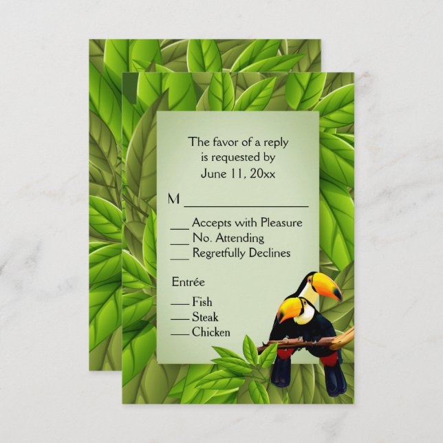 Jungle Toucans RSVP with Entree Selection Invitation (Front/Back)