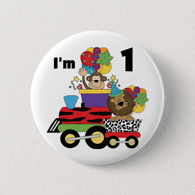 Jungle Train 1st Birthday T-shirts and Gifts 2 Inch Round Button (Front)