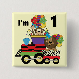 Jungle Train 1st Birthday T-shirts and Gifts 2 Inch Square Button