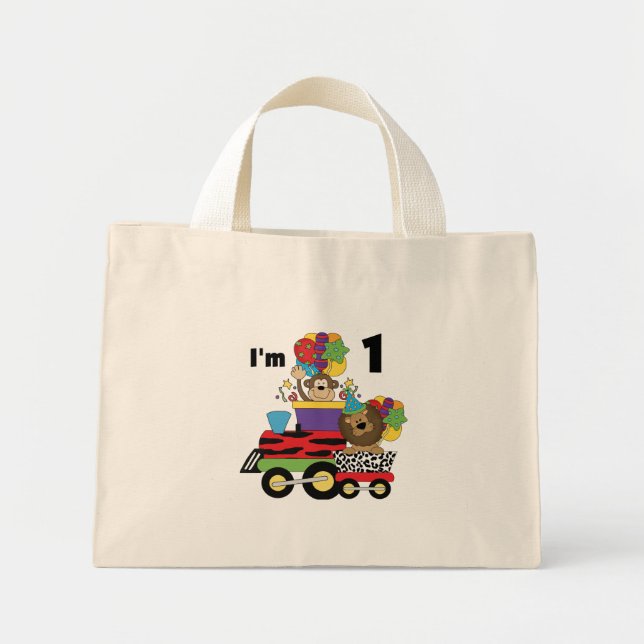 Jungle Train 1st Birthday T-shirts and Gifts Mini Tote Bag (Front)
