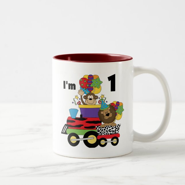 Jungle Train 1st Birthday T-shirts and Gifts Two-Tone Coffee Mug (Right)
