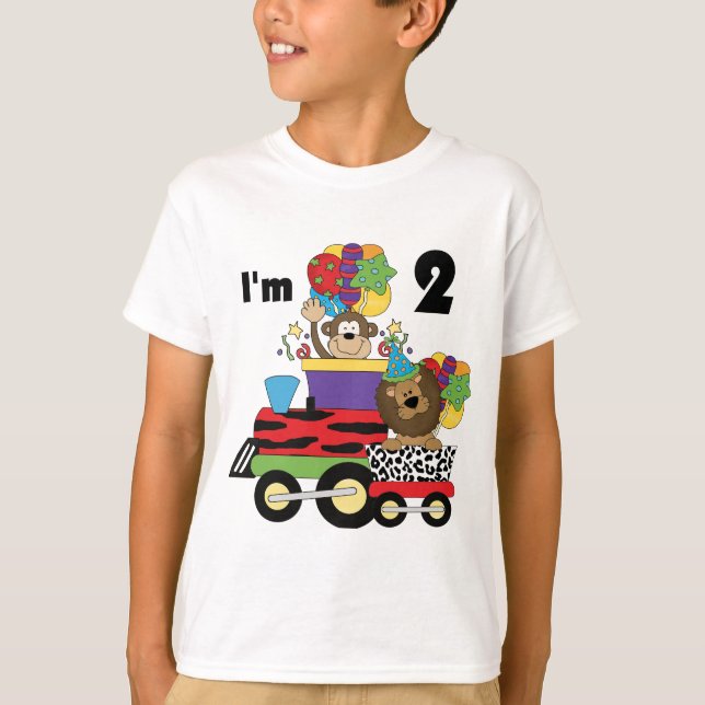 Jungle Train 2e anniversaire T-shirts et cadeaux (Devant)