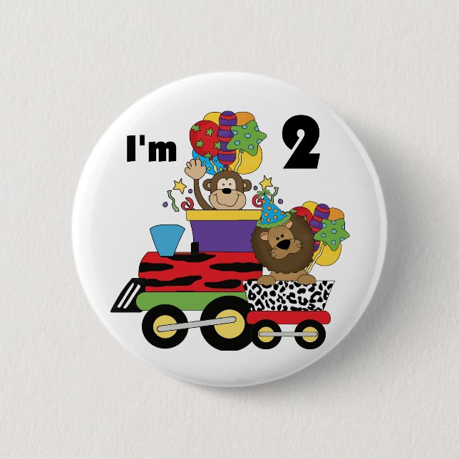 Jungle Train 2nd Birthday T-shirts and Gifts 2 Inch Round Button (Front)