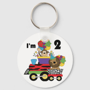 Jungle Train 2nd Birthday T-shirts and Gifts Keychain