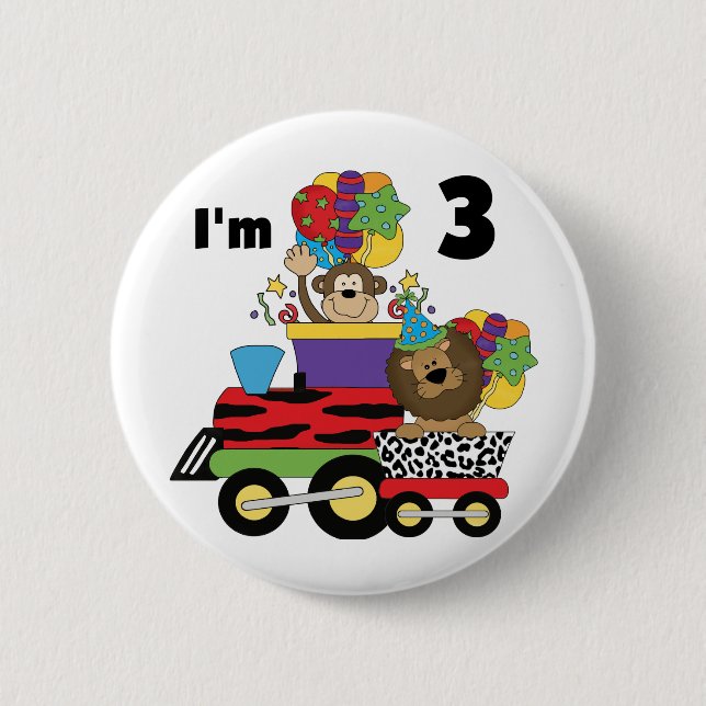 Jungle Train 3rd Birthday Tshirts and Gifts 2 Inch Round Button (Front)