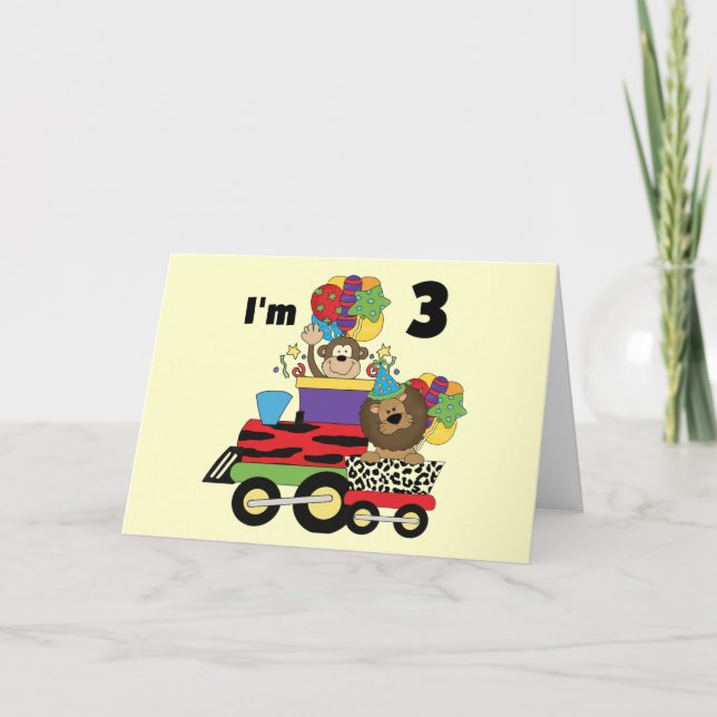 Jungle Train 3rd Birthday Tshirts and Gifts Card (Front)