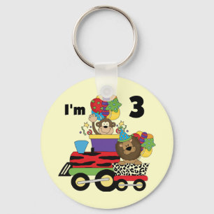 Jungle Train 3rd Birthday Tshirts and Gifts Keychain