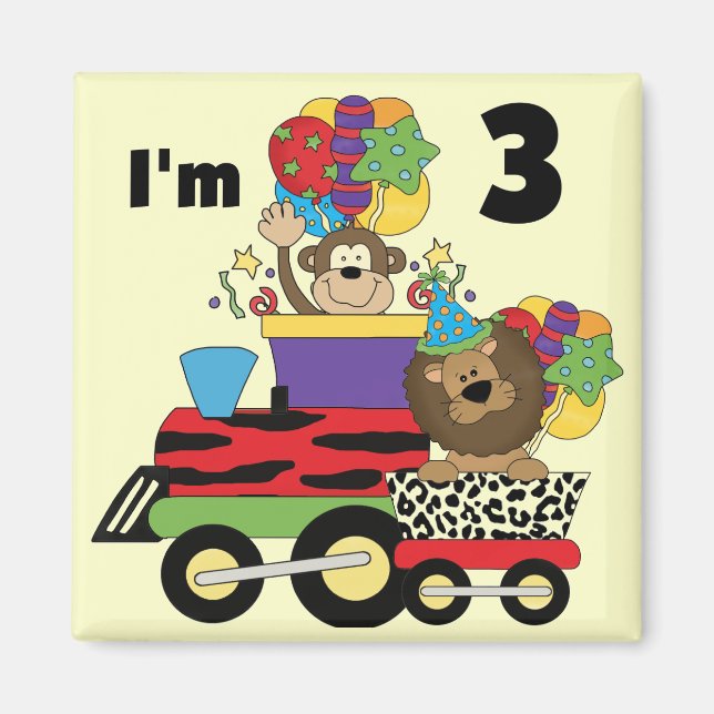 Jungle Train 3rd Birthday Tshirts and Gifts Magnet (Front)