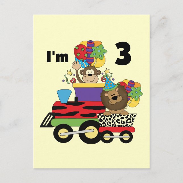 Jungle Train 3rd Birthday Tshirts and Gifts Postcard (Front)
