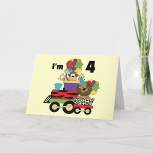Jungle Train 4th Birthday  Tshirts and Gifts Card