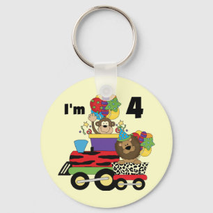 Jungle Train 4th Birthday  Tshirts and Gifts Keychain