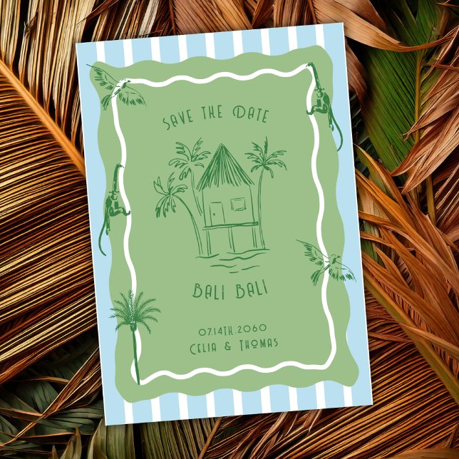 Jungle Tropical Retro Destination Wedding Coastal  Save The Date (Creator Uploaded)