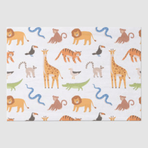 Jungle Tropical Safari Wild Animals Pattern Tissue Paper