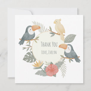 Jungle Tropical Toucan First Birthday Personalized Thank You Card