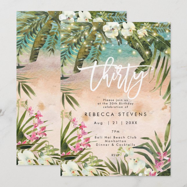 jungle tropicale 30 trente anniversaire invitation (Devant / Derrière)