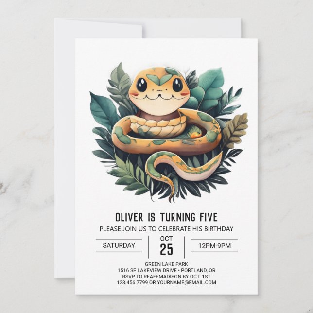 Jungle Viper Slither Invitation Anniversaire (Devant)