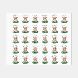 Jungle Watercolor Baby Shower Hippo