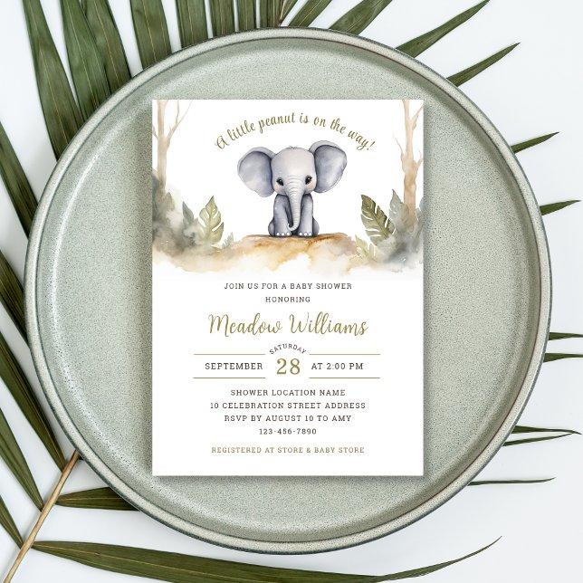 Jungle Watercolor Elephant Neutral Baby Shower    Invitation (Creator Uploaded)