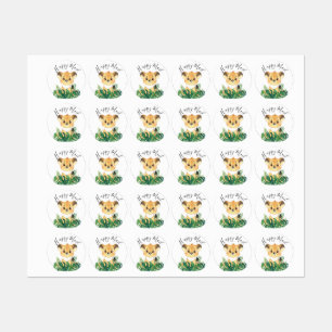 Jungle Watercolor lion Labels