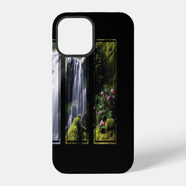 Jungle Waterfall Triptych Digital Art iPhone Case (Back)