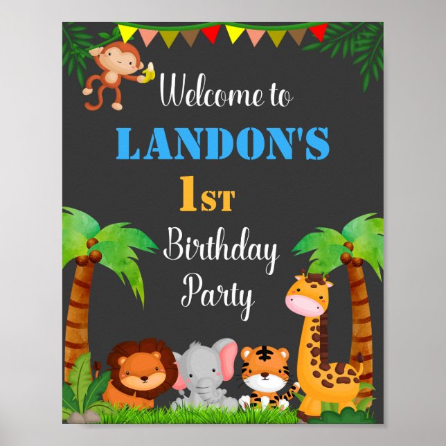 Jungle welcome party sign Party animals poster (Front)