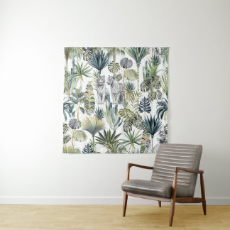 Jungle White Tigers Tapestry