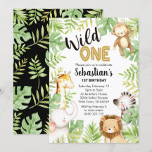 Jungle Wild One 1er anniversaire Invitation Safari