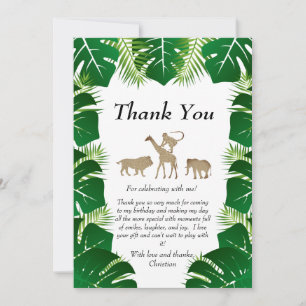 Jungle Wild One 1st Birthday Animals Thank You Card