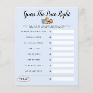 Jungle Wild One Baby Shower Game Guess The Price