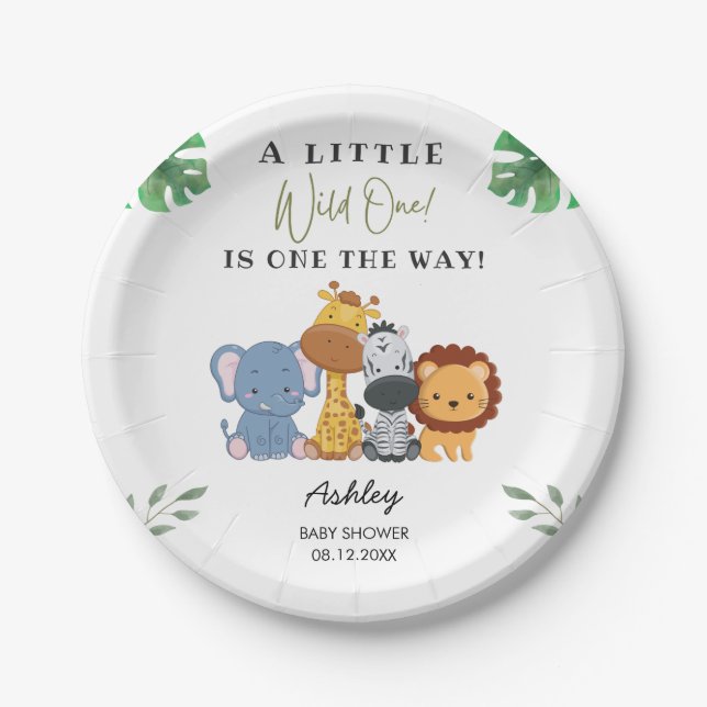 Jungle Wild One Baby Shower Paper Plate (Front)