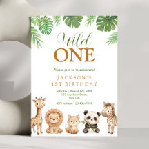 Jungle Wild One Birthday Invitation
