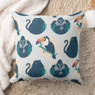 Jungle Wildlife Animals Pattern Throw Pillow