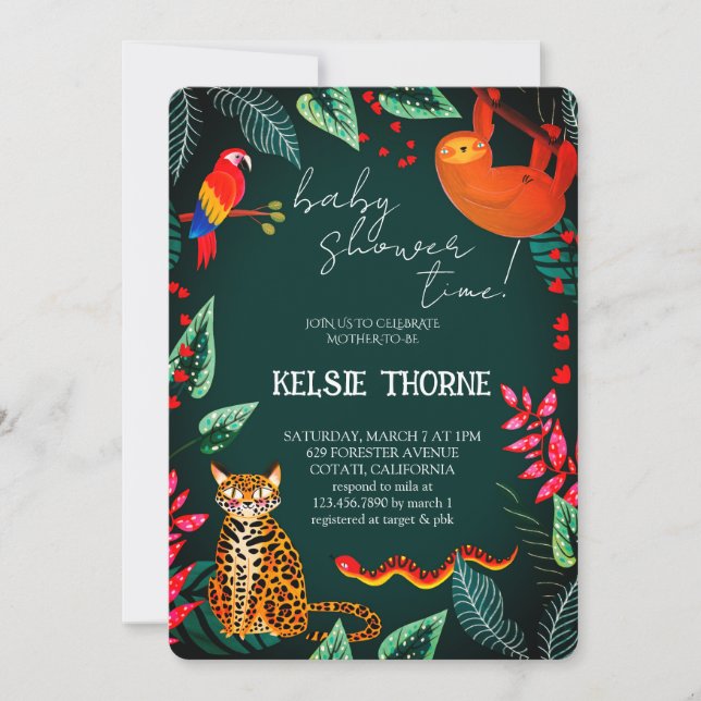 Jungle Wildlife Baby Shower Invitation (Front)