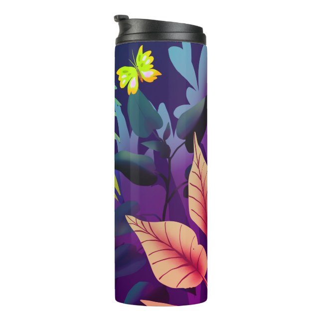 Jungle with yellow butterflies  thermal tumbler (Rotated Right)
