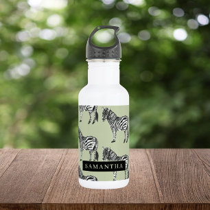 Jungle Zebra Wild Pattern & Personalized Name 532 Ml Water Bottle