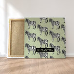 Jungle Zebra Wild Pattern & Personalized Name Canvas Print<br><div class="desc">Jungle Zebra Wild Pattern & Personalized Name</div>