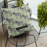 Jungle Zebra Wild Pattern & Personalized Name Outdoor Pillow<br><div class="desc">Jungle Zebra Wild Pattern & Personalized Name</div>