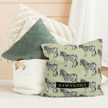 Jungle Zebra Wild Pattern & Personalized Name Throw Pillow<br><div class="desc">Jungle Zebra Wild Pattern & Personalized Name</div>