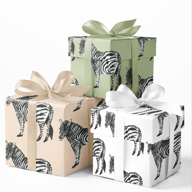 Jungle Zebra Wild Pattern & Personalized Name Wrapping Paper Sheet (Creator Uploaded)
