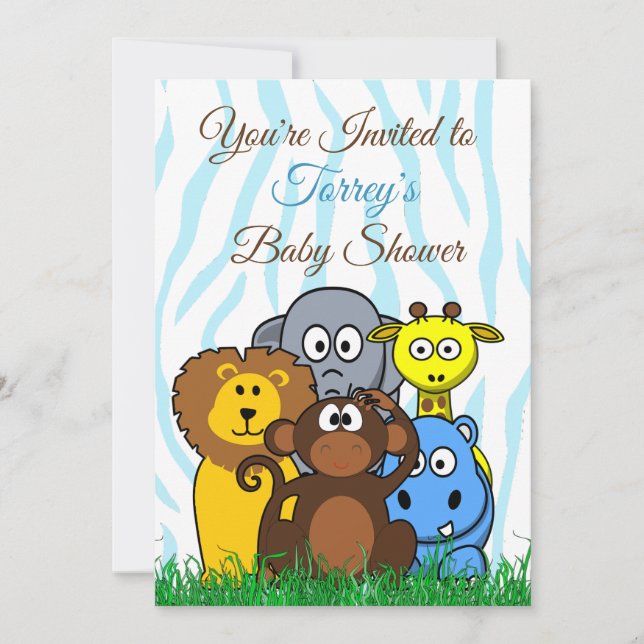 Jungle Zoo Animals  Baby Shower Invitation (Front)