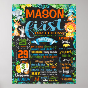 Jungle Zoo Animaux sauvages Birthdya tableau