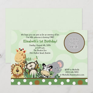Jungle Zoo Party Birthday Invitation with Photo