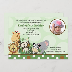 Jungle Zoo Party Birthday Invitation with Photo
