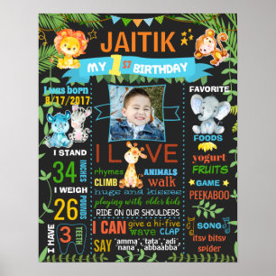 Jungle Zoo Wild Animals Birthday chalkboard Poster