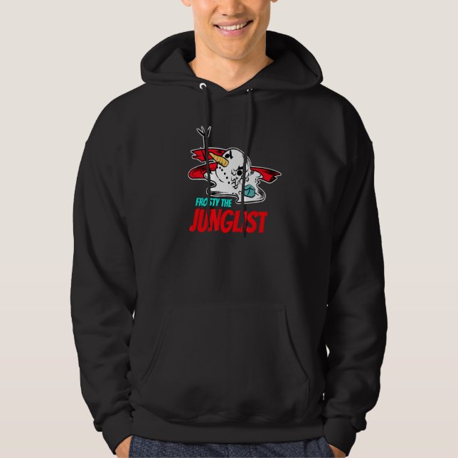 Junglist Christmas Rave Snowman Drum And Bass Dnb Hoodie (Front)