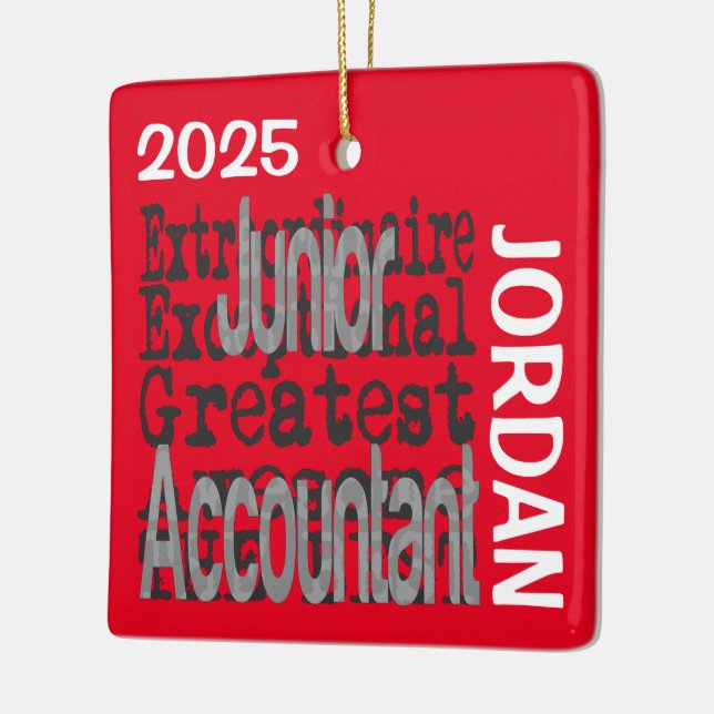 Junior Accountant Extraordinaire CUSTOM Ceramic Ornament (Left)