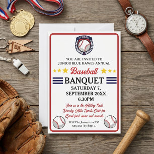 Junior Baseball Banquet Invitation Red Navy Stars