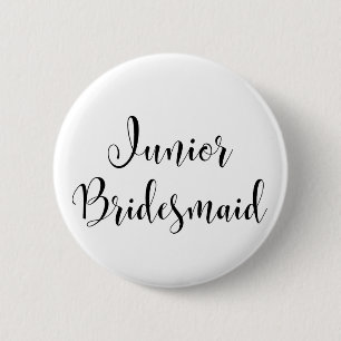 Junior Bridesmaid 2 Black Script Typography (30) 2 Inch Round Button