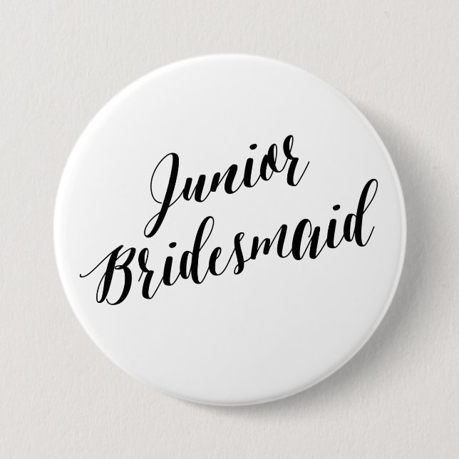 Junior Bridesmaid Black Script Button (Front)